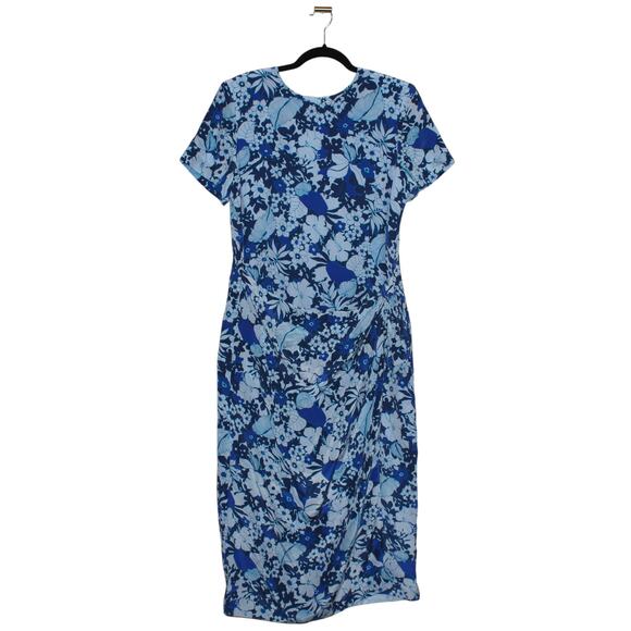 Vintage 100% Silk Appleseed’s Midi Wrap Dress Size 16 Floral Blue - Picture 2 of 9